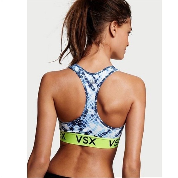 Victoria’s Secret Blue Tie Dye Neon Sports Bra - Picture 2 of 7